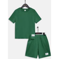 Shein Boy's Letter Patch Detail Tee & Shorts