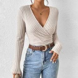 Shein Surplice Neck Ribbed Knit Tee