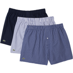 Lacoste Authentics Striped Boxers 3-pack - Navy Blue/White/Blue