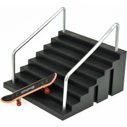 Finger Skateboard With Stairs 9 Cm 4-Piece Black