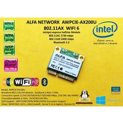 Alfa awpcie-ax200u 802.11ax minipci-express 2400mbps bluetooth 5.1 intel wifi 6