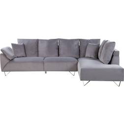 Beliani Corduroy Corner Lunner Grey Sofa 266cm 4 personers