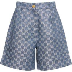 Gucci GG jacquard linen shorts blue