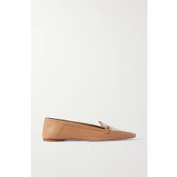 Saint Laurent Chris canvas and leather slippers beige