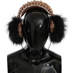 Dolce & Gabbana Gold Black Crystal Fur