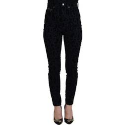 Dolce & Gabbana Black Leopard Skinny Denim Jeans IT40