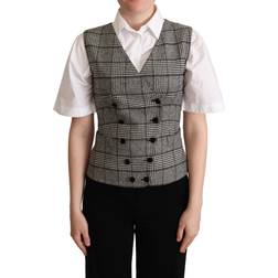 Dolce & Gabbana Gray Checkered Sleeveless Waistcoat Vest IT40