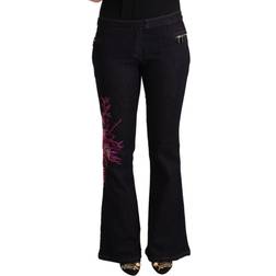 Exte Black Cotton Mid Waist Cotton Flared Jeans IT46