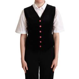 Dolce & Gabbana Velvet Sleeveless Waistcoat Vest Black IT46/XL