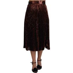 Dolce & Gabbana Bronze Sequined High Waist A-line Maxi Skirt Brown IT44/L-L