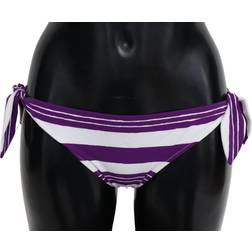 Dolce & Gabbana Purple White Stripes Beachwear Bikini Bottom IT2