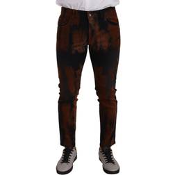 Dolce & Gabbana Black Brown Tie Dye Cotton Skinny Denim Jeans IT48