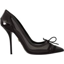 Dolce & Gabbana Black Mesh Leather Pointed Heels Pumps Shoes EU40/US9.5