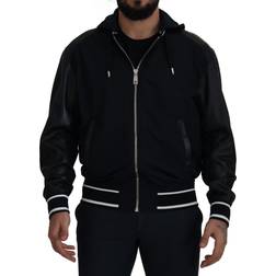 Dolce & Gabbana Black Polyester Hooded Blouson Coat Jacket IT50