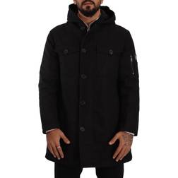 Dolce & Gabbana Black Denim Hooded Parka Coat Winter Jacket IT46