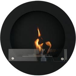 Round Black Bioethanol Fireplace Black