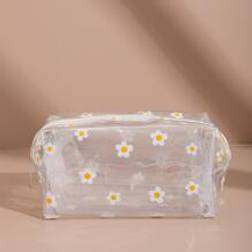 Shein 1pc Transparent Pvc Flower Pattern Cosmetic Bag