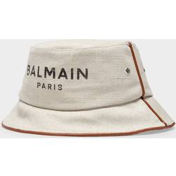 Balmain logo-print bucket hat women Cotton/Linen/Flax Neutrals