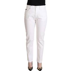 Dolce & Gabbana White Cotton Mid Waist Denim Tapered Jeans IT40