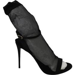 Dolce & Gabbana Black Tulle Stretch Stilettos Sandals Shoes EU41/US10.5