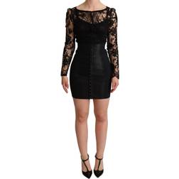 Dolce & Gabbana Black Fitted Lace Top Bodycon Mini Dress IT36