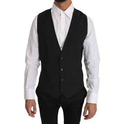 Dolce & Gabbana Gray Solid 100% Wool Waistcoat Vest IT50