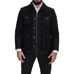 Dolce & Gabbana Black Wool Collared Full Zip Jacket IT52