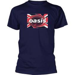 Oasis T Shirt Union Jack Classic Band Logo Official Mens Blue