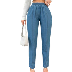 Shein Women's High Waist Elasticity Denim Jeans - Blue