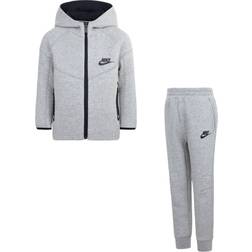 Nike Kid's Sportswear Tech Fleece Full-Zip Hoodie Set 2pcs -Dark Grey Heather (86L050-042)