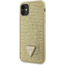 Guess Rhinestones Triangle Metal Logo Case for iPhone 11 Gold