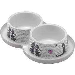 Flamingo Feeding and Drinking Bowl Combo Cats in Love 2x350ml