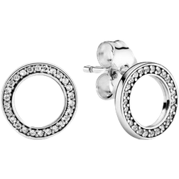 Pandora Sparkling Circle Stud Earrings - Silver/Transparent