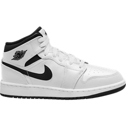 Nike Air Jordan 1 Mid GS - White/White/Black/Black