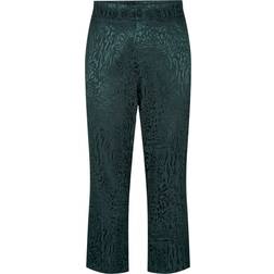 Zizzi Loose Viscose Trousers with Tone-On-Tone Print - Green