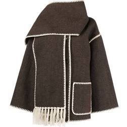 Toteme Embroidered wool-blend scarf jacket Brown
