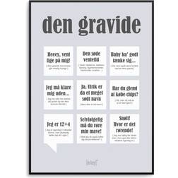 Dialægt Den Gravida A5 Grey Plakat 15x21cm