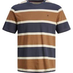 Jack & Jones Stribet Crew Neck T-shirt - Brown/Bison