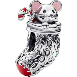 Pandora Festive Mouse & Stocking Charm - Silver/Multicolour