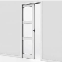 Safco Doors Kvadrat 3 solid glass with 100 mm built-in frame with brush/ sealing strips Skydedør S 0502-Y (90x210)