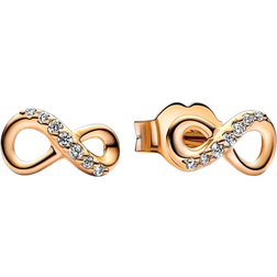 Pandora Sparkling Infinity Stud Earrings - Gold/Transparent