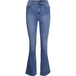 Noisy May Nmsallie High Waisted Flared Jeans - Light Blue Denim