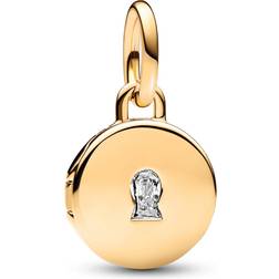 Pandora Openable & Engravable Love Locket Dangle Charm - Gold/Transparent