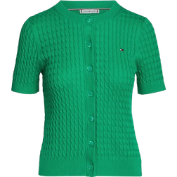 Tommy Hilfiger Cable Knit Slim Short Sleeve Cardigan - Olympic Green