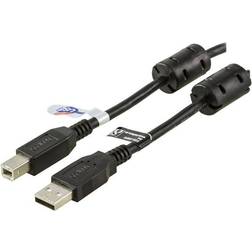 Deltaco Ferrit USB A - USB B 2.0 M-M 3m