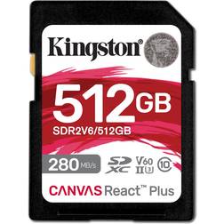 Kingston Canvas React Plus SDXC Class 10 UHS-II U3 V60 280/150MB/s 512GB