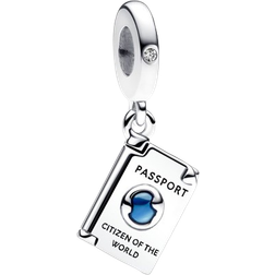 Pandora Openable Passport Dangle Charm - Silver/Blue/Transparent