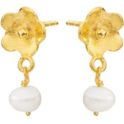Susanne Friis Bjørner Flower Earrings - Gold/Pearls