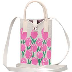 MAULUND Knitted Crossbody Shoulder Bag - Pink Flowers