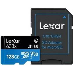LEXAR High Performance microSDXC Class 10 UHS-I U3 A1 95/45MB/s 128GB (633x) +SD adapter